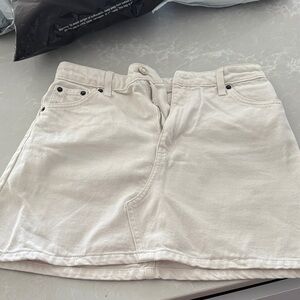 Topshop Cream Denim Skirt
